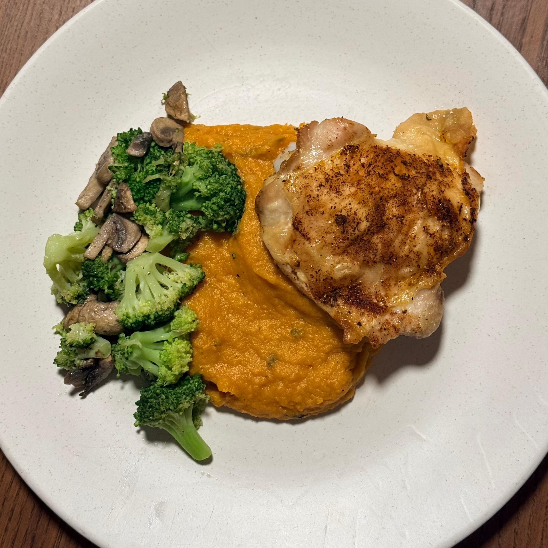 Roast chicken &amp; sweet potato rosemary mash