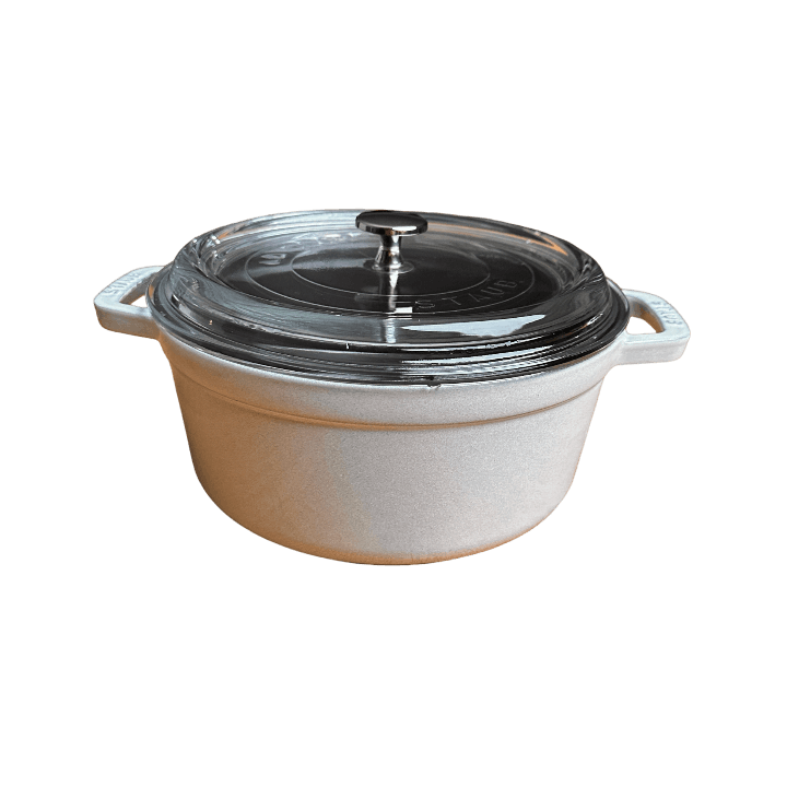 Staub Cast Iron 4-qt Round Cocotte with Glass Lid - White